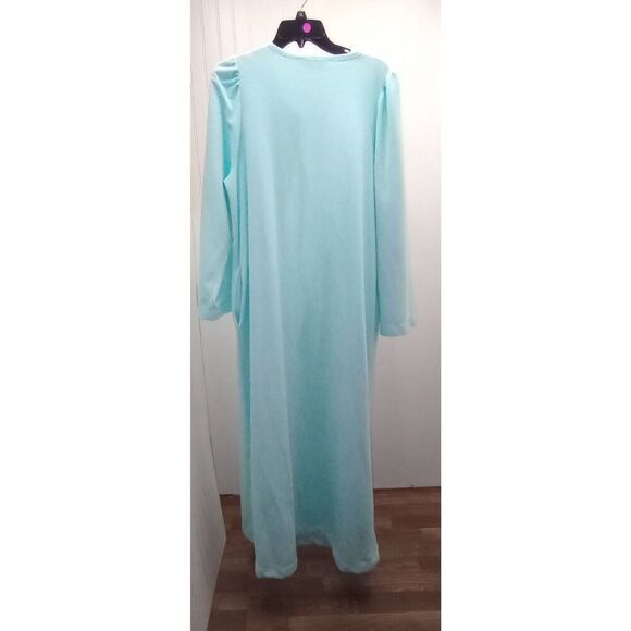 Vintage velour Shadowline floor length robe, 3/4 zip, greenish blue. - Picture 2 of 8